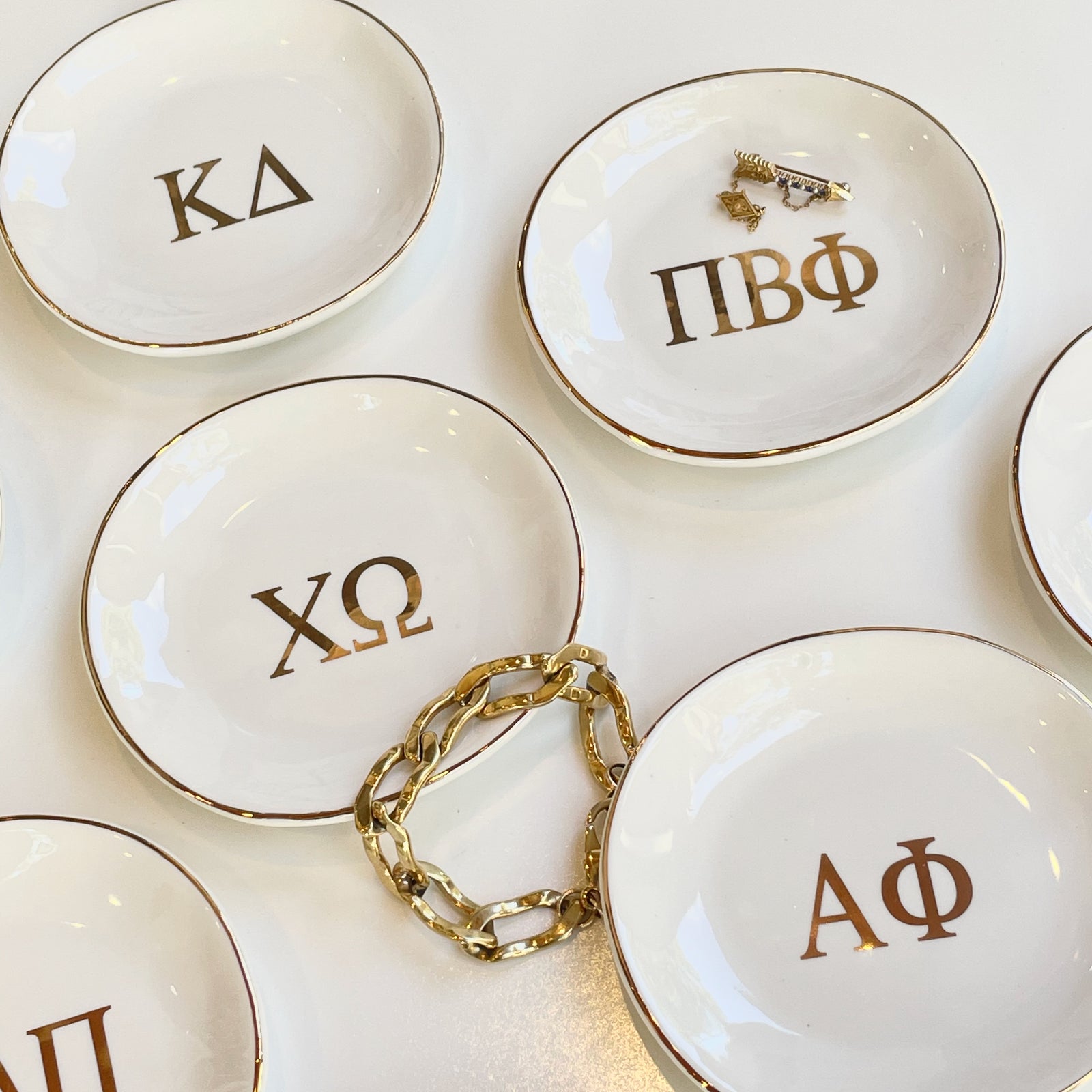 Sorority Ring Dish with gold trim