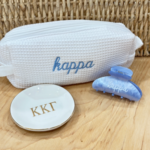 Sorority Waffle Bag Gift Set - Bag, Jewelry Dish, Hair Clip