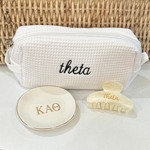 Sorority Waffle Bag Gift Set - Bag, Jewelry Dish, Hair Clip