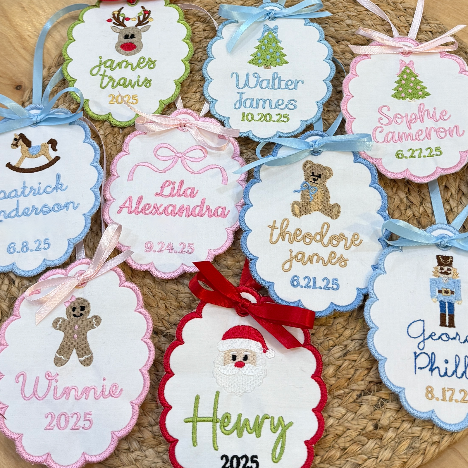 Personalized Embroidered Christmas Ornament - Baby's First Christmas - Keepsake 2025