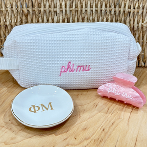 Sorority Waffle Bag Gift Set - Bag, Jewelry Dish, Hair Clip