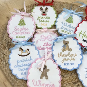 Personalized Embroidered Christmas Ornament - Baby's First Christmas - Keepsake 2025