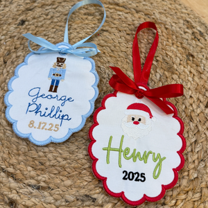 Personalized Embroidered Christmas Ornament - Baby's First Christmas - Keepsake 2025