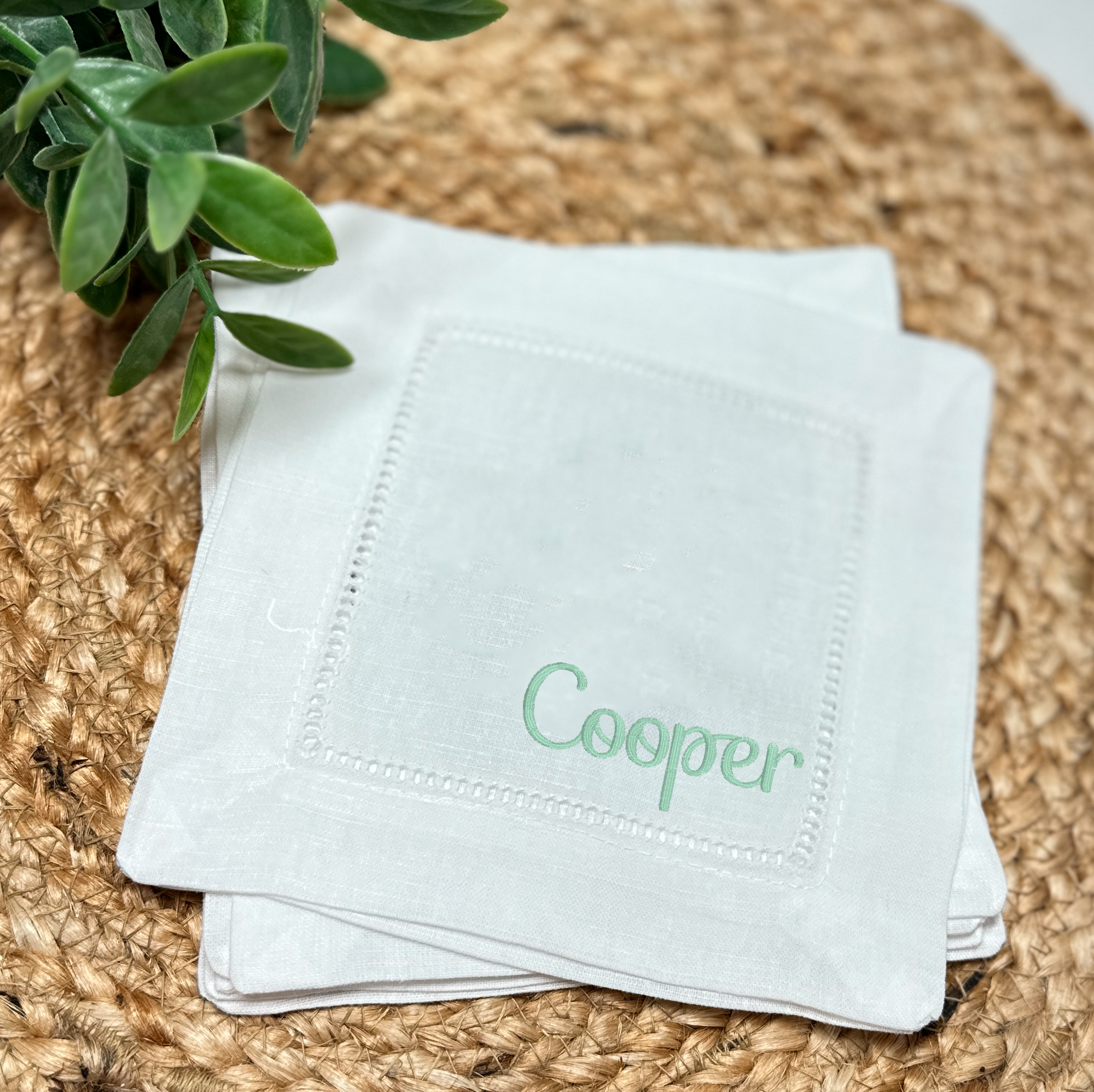 Linen Cocktail Napkins with Name or Text