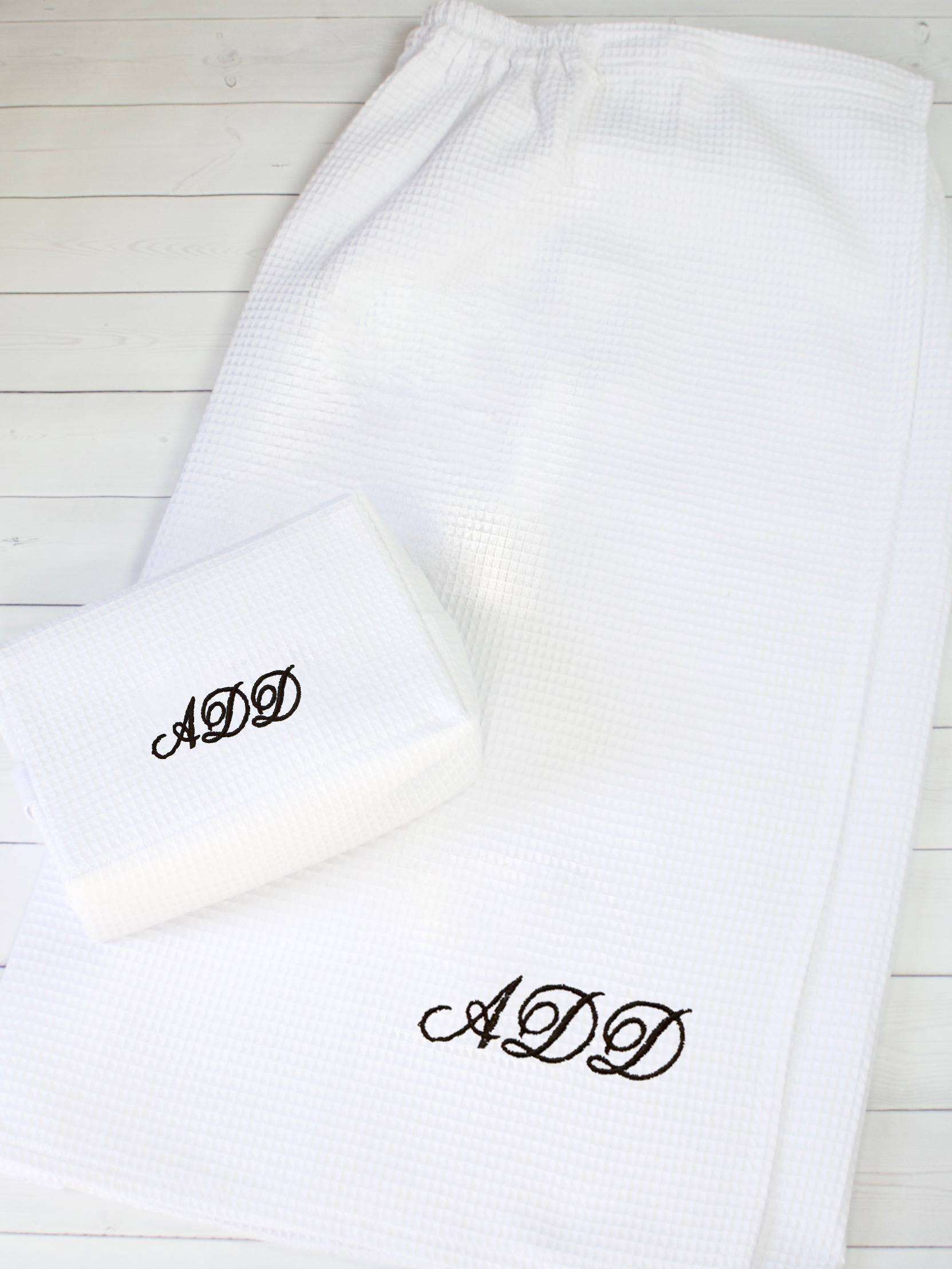 Monogrammed Towel Wrap and Matching Makeup Bag Spa Wrap Happy