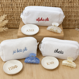 Sorority Waffle Bag Gift Set - Bag, Jewelry Dish, Hair Clip