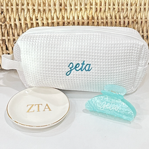 Sorority Waffle Bag Gift Set - Bag, Jewelry Dish, Hair Clip