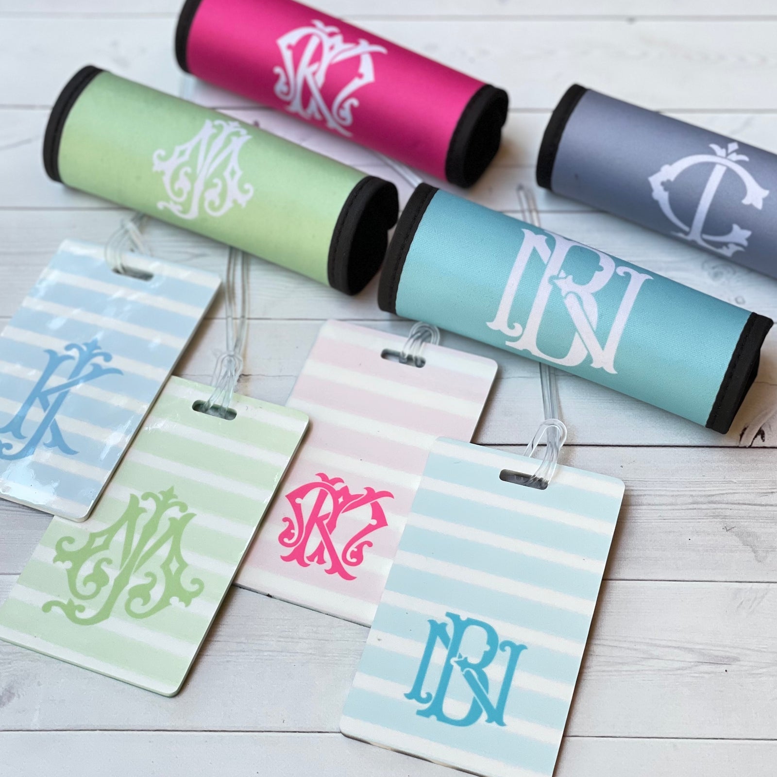 Chic Monogram Luggage Tag & Wrap Set