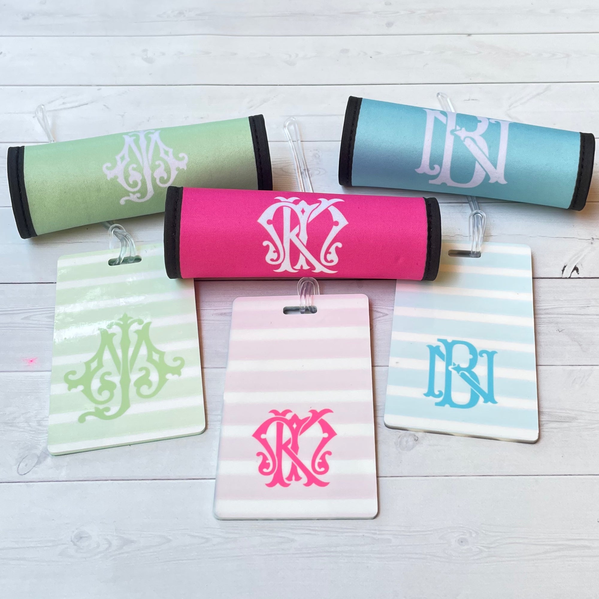 Chic Monogram Luggage Tag & Wrap Set