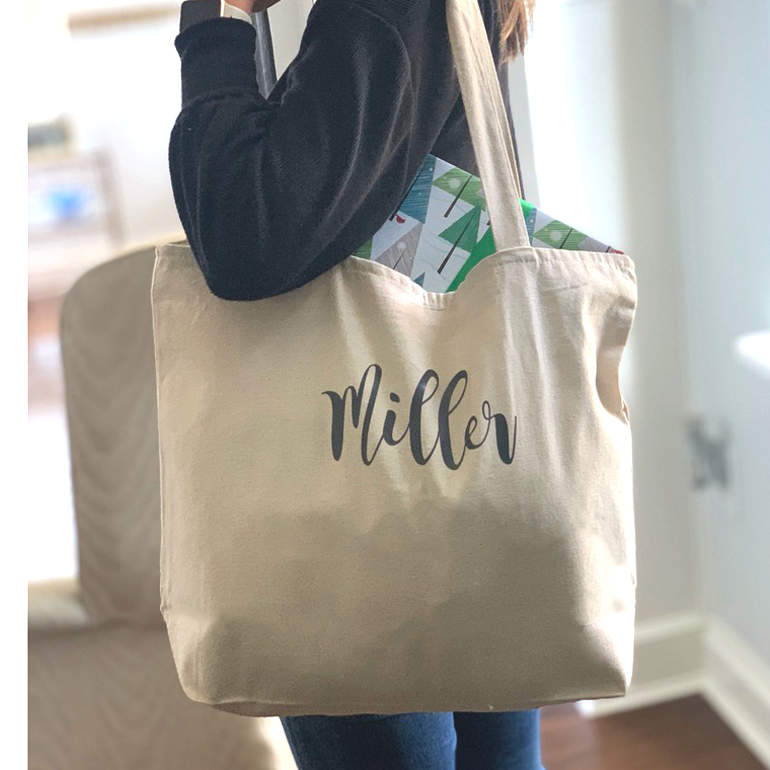 Personalized Canvas Zip Tote Bag
