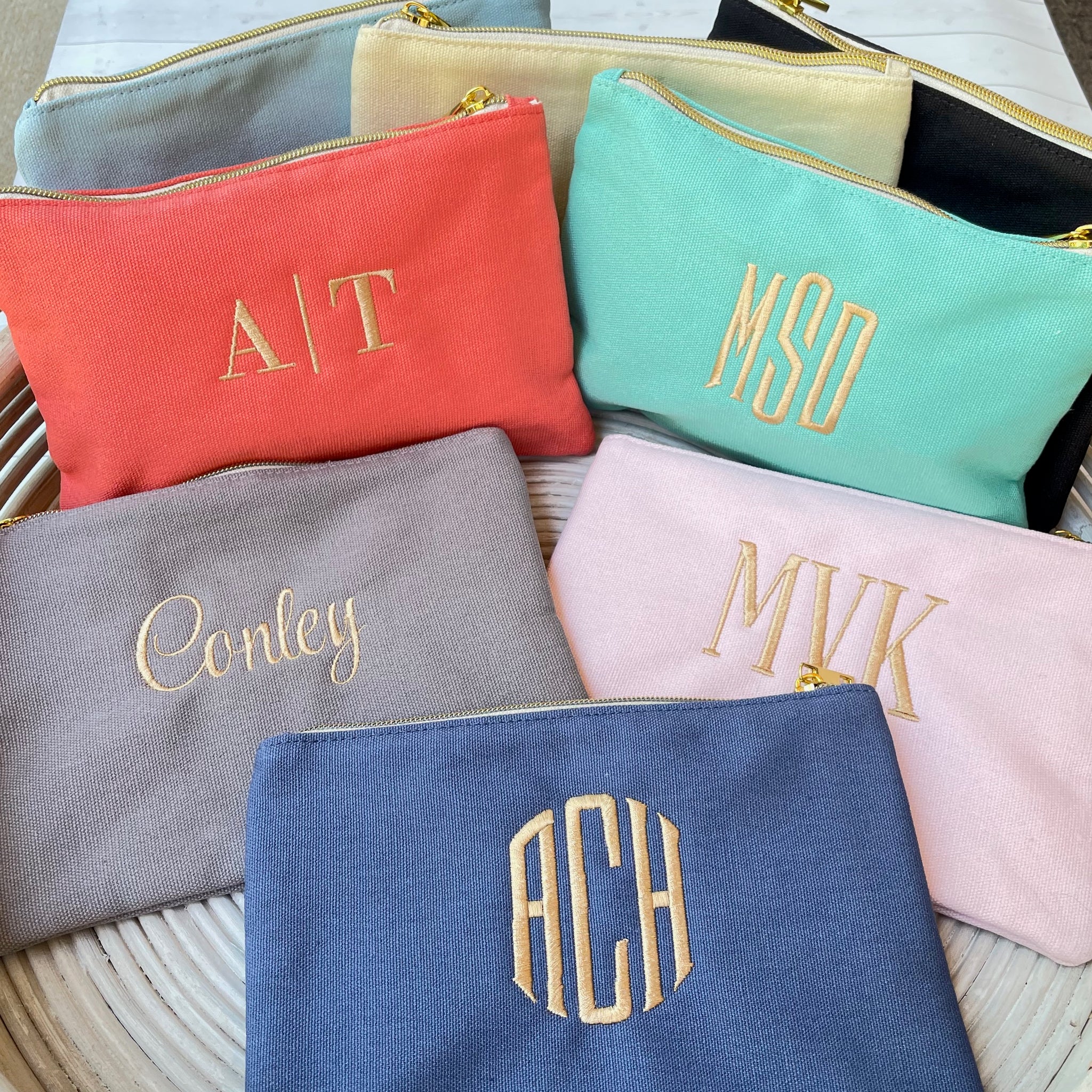Monogram Canvas Cosmetic Bag - Happy Thoughts Gifts