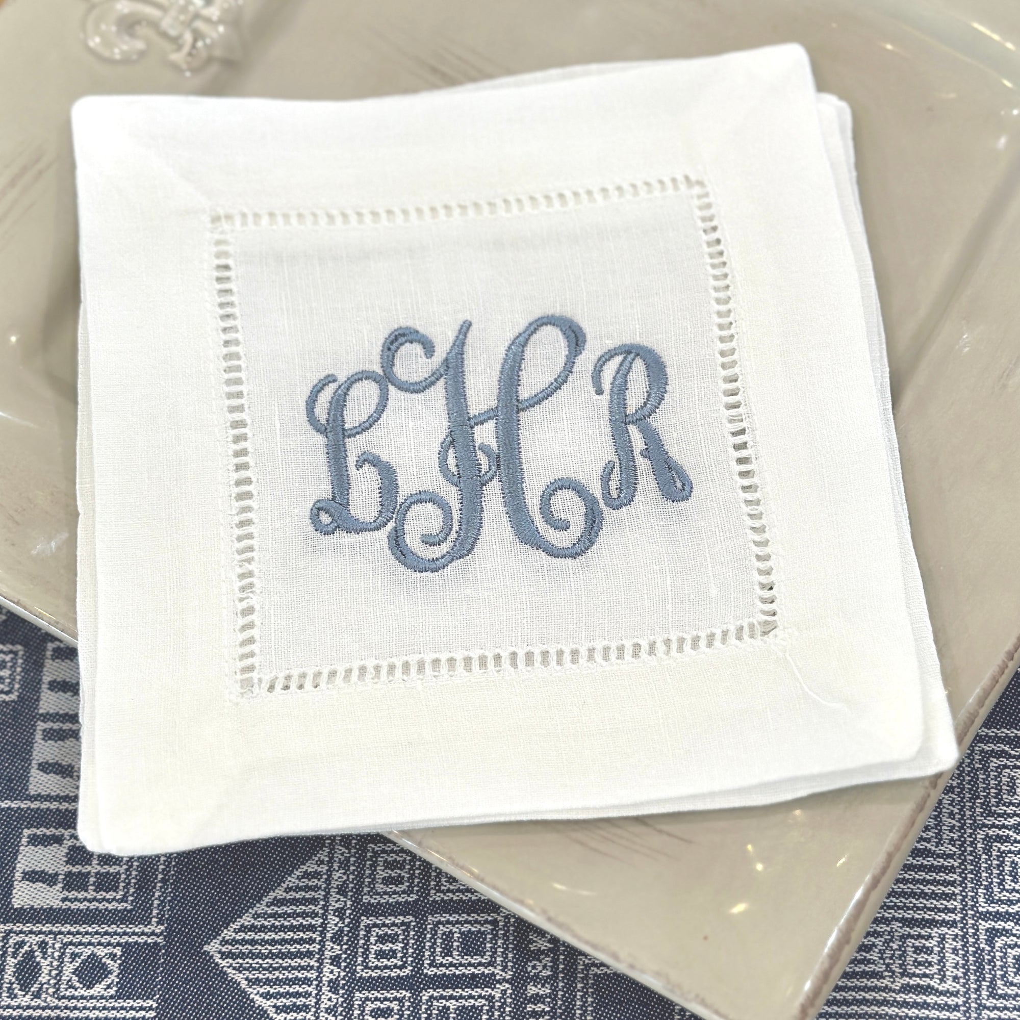 Monogrammed Linen Cocktail Napkins