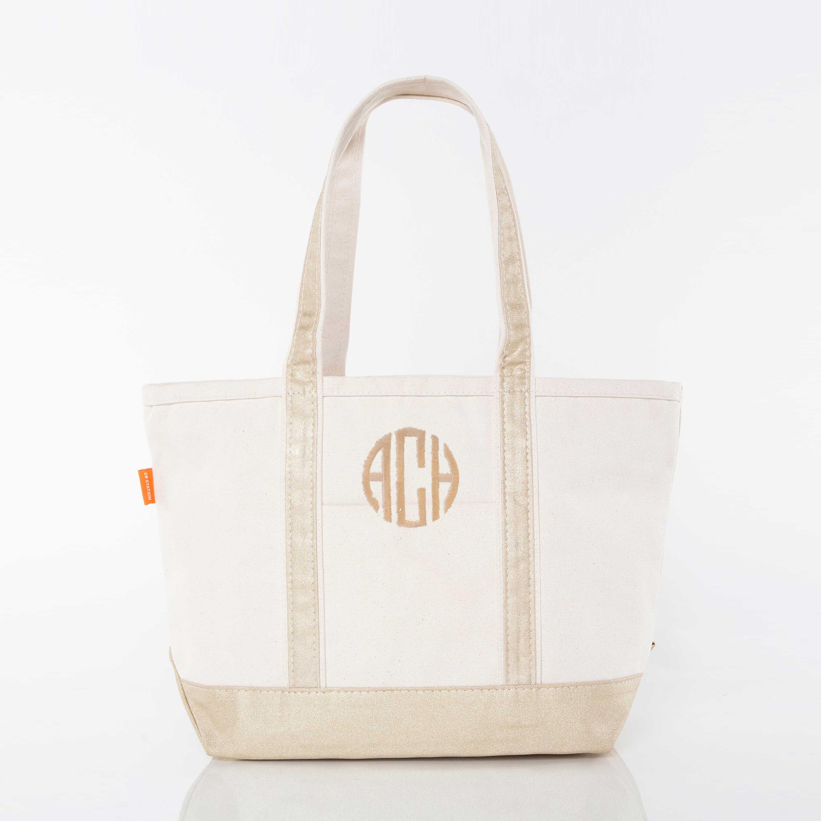 Personalized Metallic Trim Tote Bag