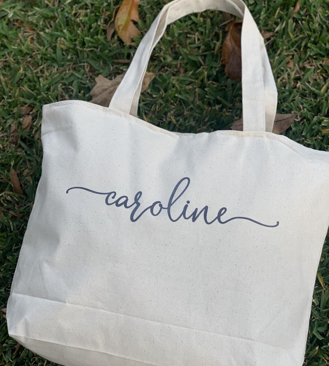 Personalized Canvas Zip Tote Bag