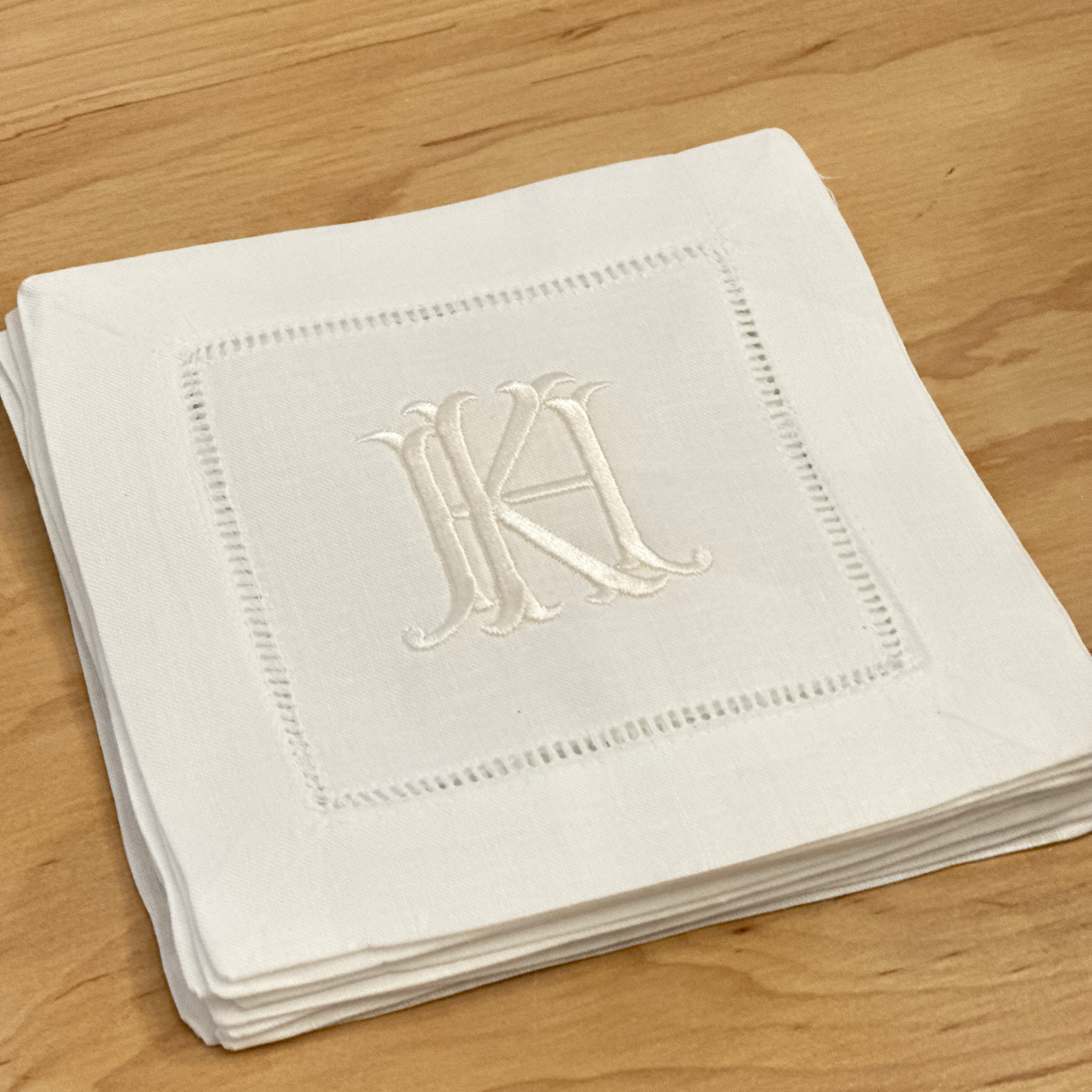 Monogrammed Linen Cocktail Napkins - Chic Two-Letter Monogram