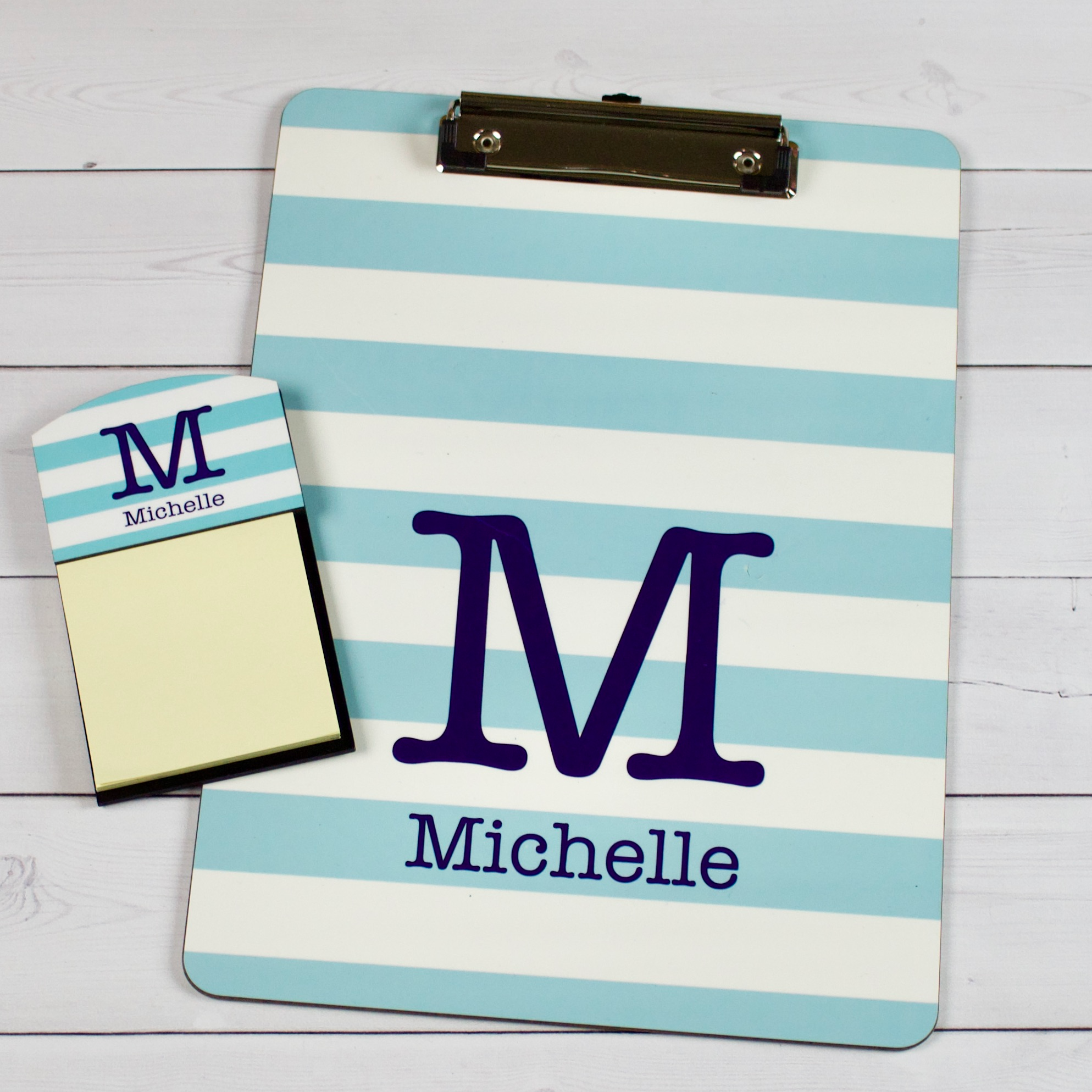 Clipboard and Sticky Note Holder - Striped Design