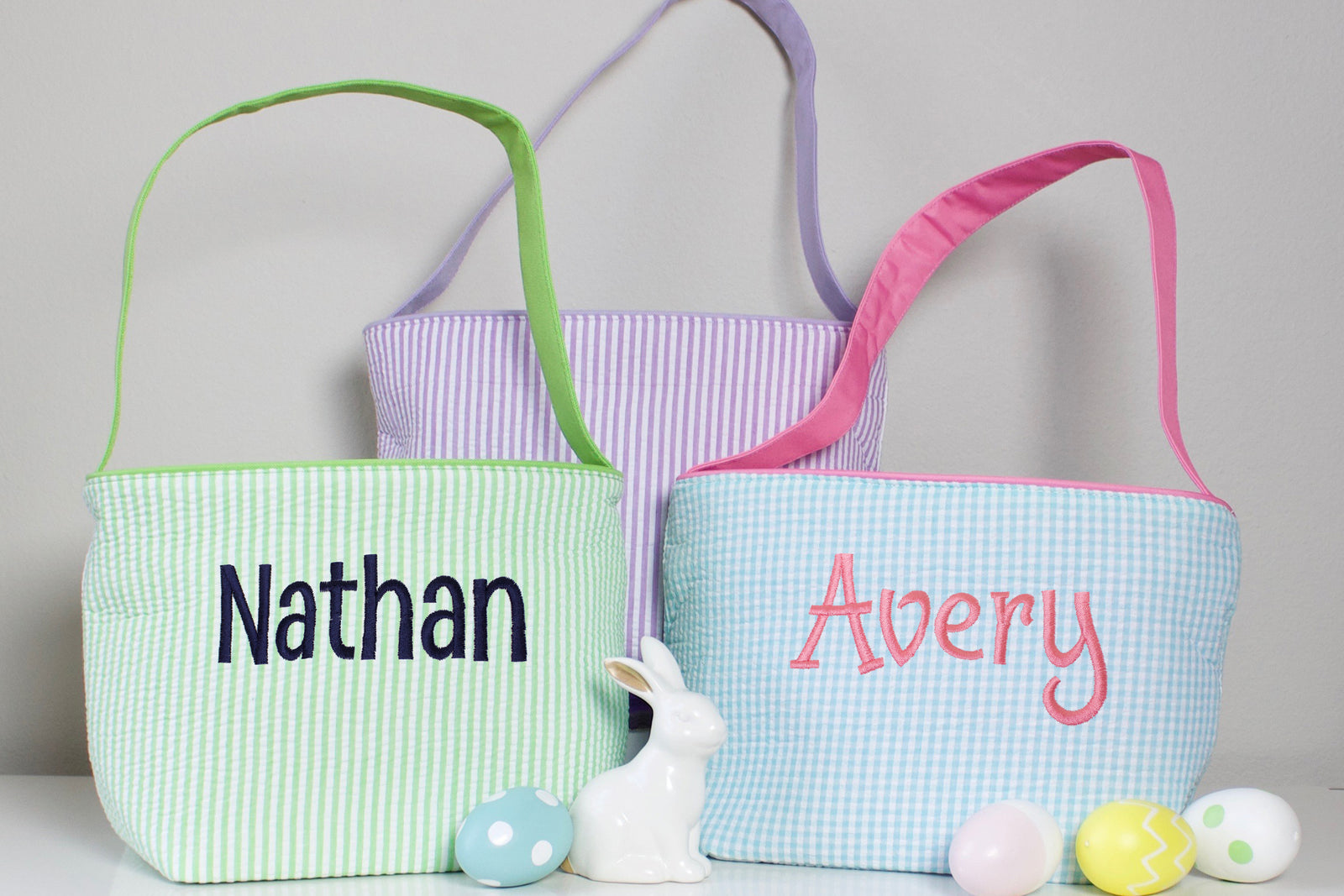 Personalized Seersucker Easter Basket