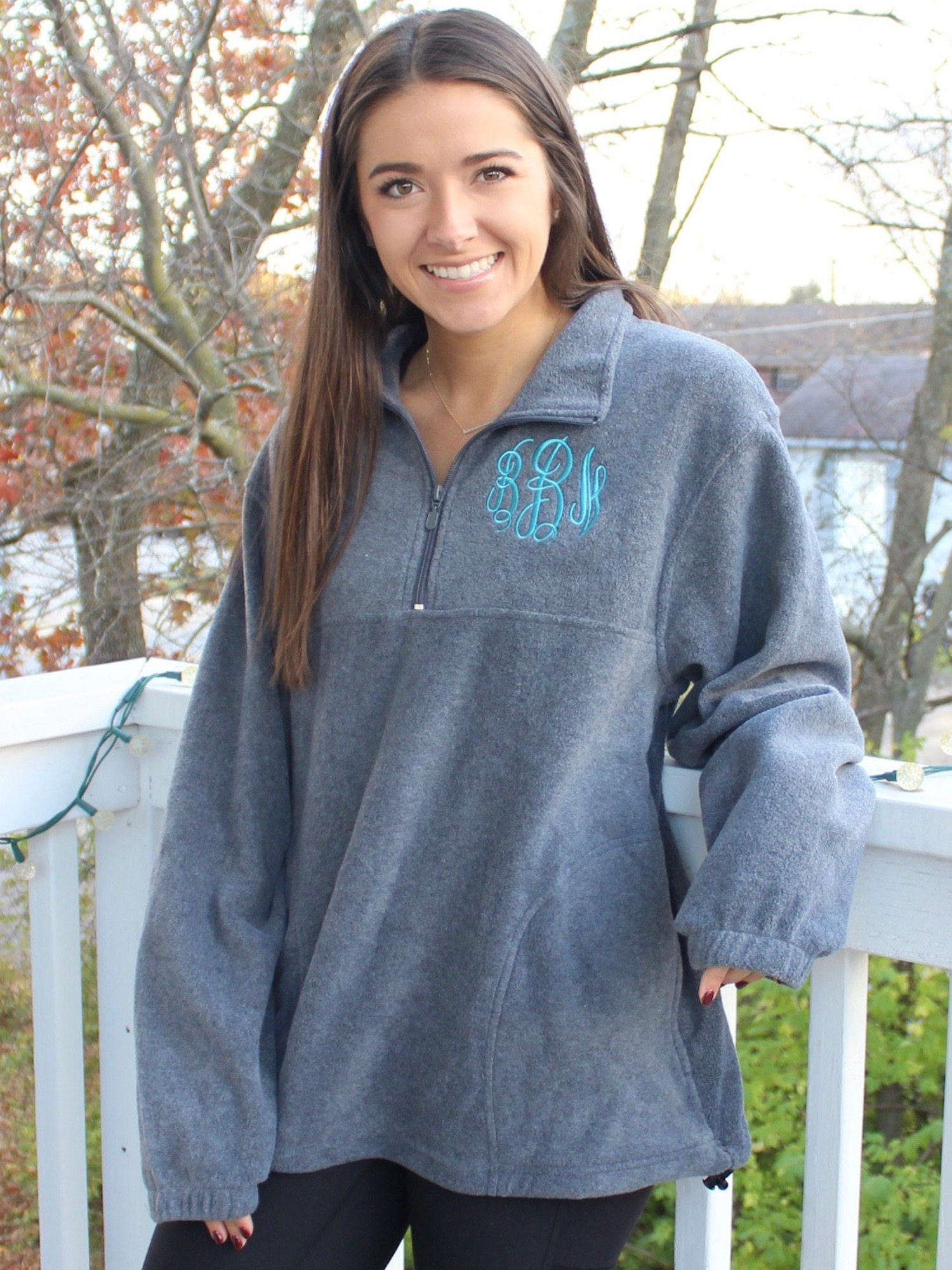 Monogrammed Fleece Pullover - Happy Thoughts Gifts