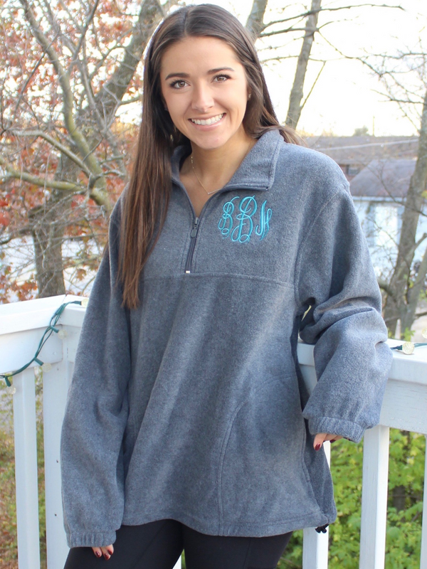 Happy Thoughts Gifts Monogrammed Fleece Pullover