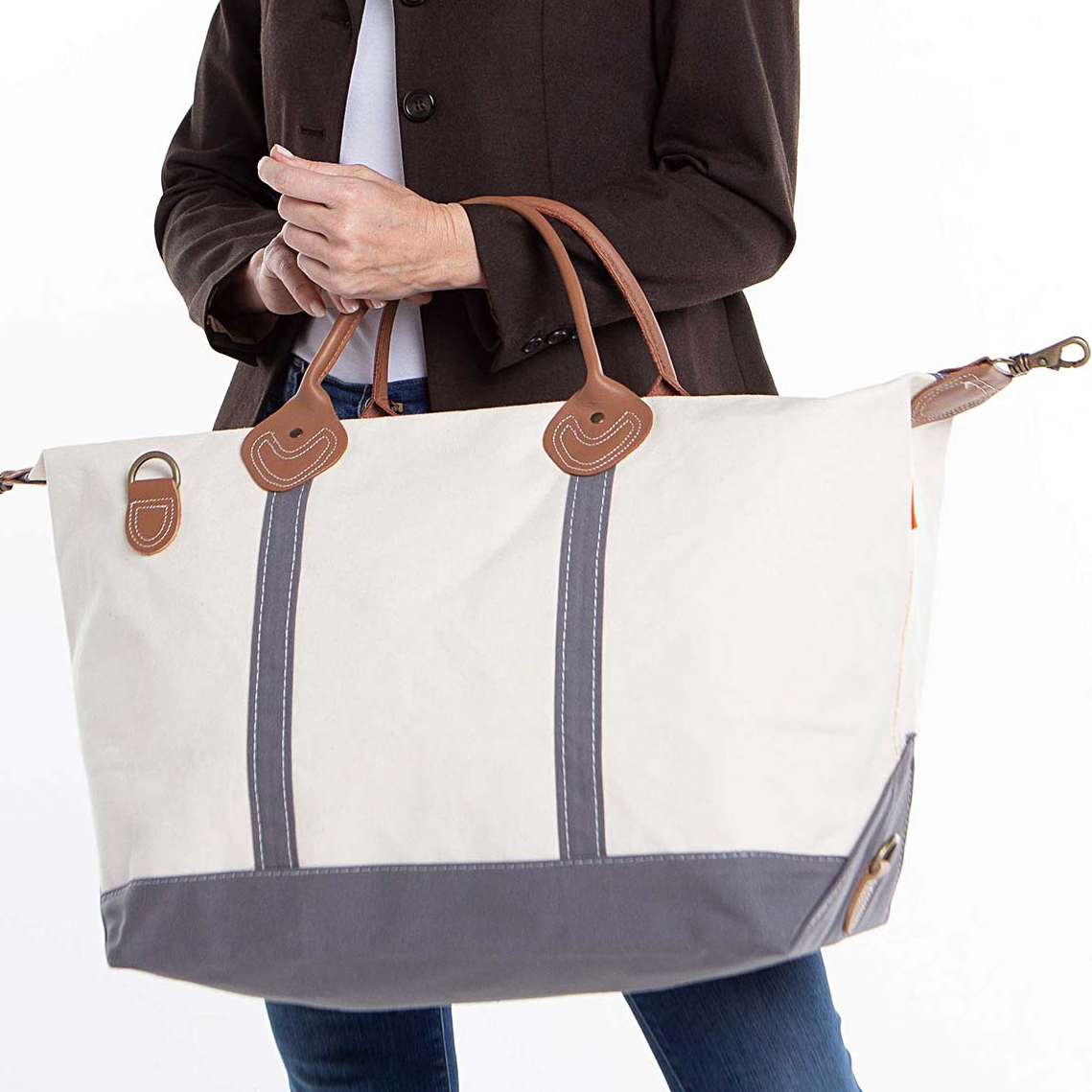Oversized Canvas Weekender Duffle Bag - Happy Thoughts Gifts