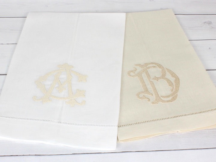 Monogrammed Linen Tea Towel