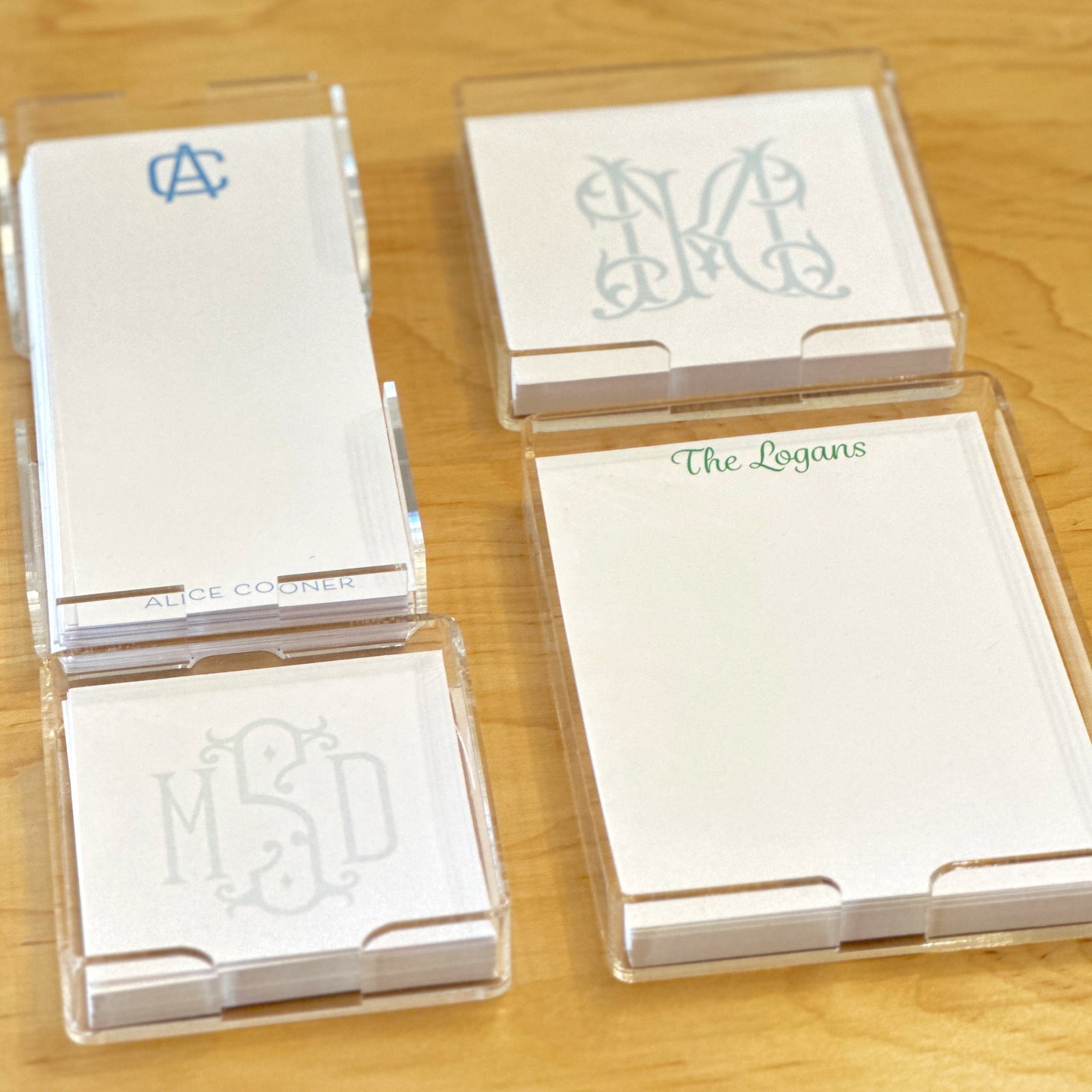 Personalized Notepaper in Acrylic Holder