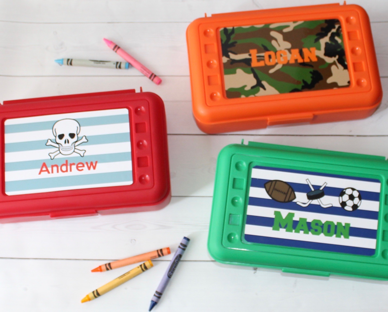 Personalized School Pencil Box - Boy Designs - Happy Thoughts Gifts