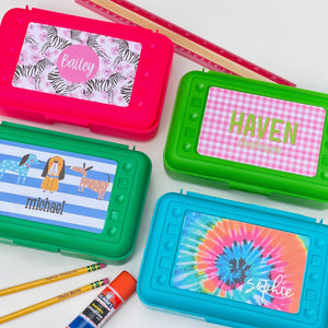 Personalized School Pencil Box - Girl Designs