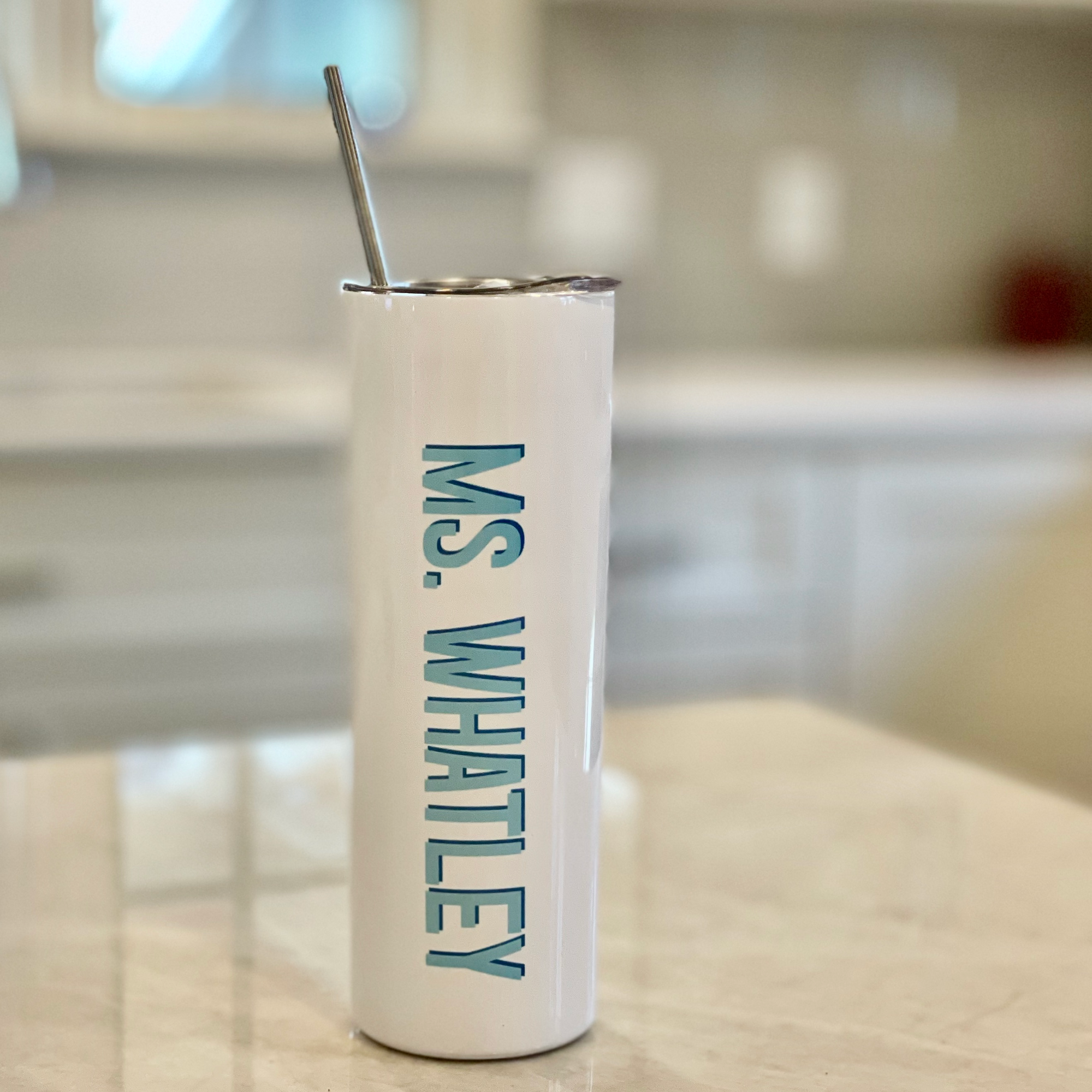 Personalized Skinny Tumbler with Straw