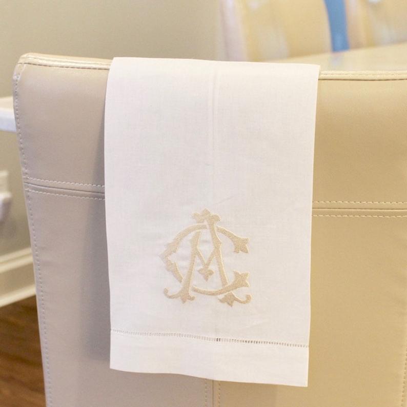 Monogrammed Linen Tea Towel