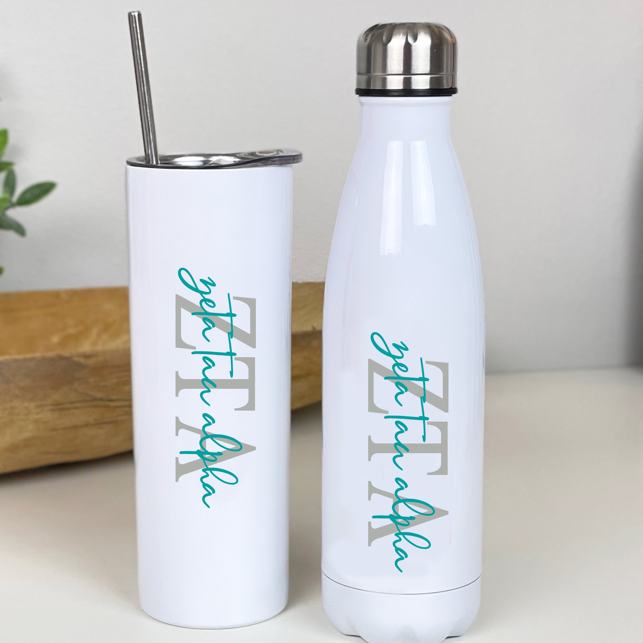 Zeta Tau Alpha Water Bottle or Skinny Tumbler - Happy Thoughts Gifts